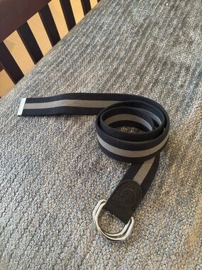 AG Brand Men's Black & Gray Striped Fabric D-Ring Belt
